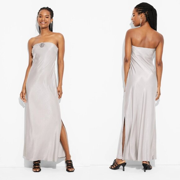 XXS - Womens Rosette Tube Maxi Bodycon Dress - Wild Fable - Gray - Picture 1 of 6